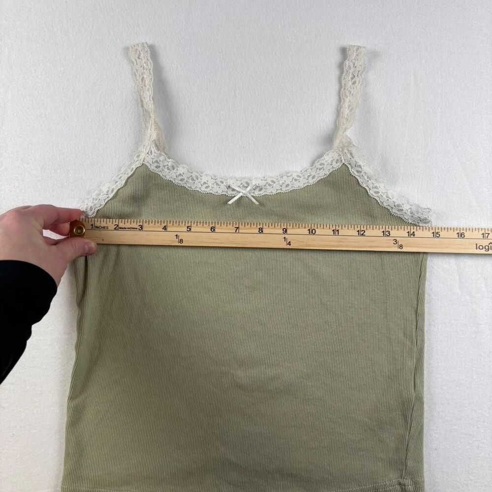 Hollister Women's Sage Green Lace Trim Tank Top | Size Large - Picture 3 of 5